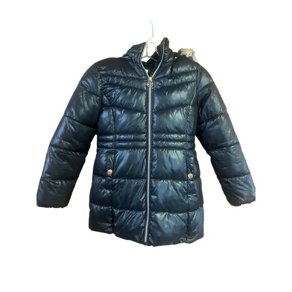 Michael Kors Girls Puffer  Hooded Jacket Sz 7-8 Black - Picture 1 of 8